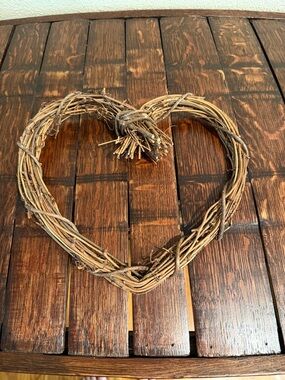 Rustic Heart Wreath - Brown Grapevine Holiday or Wedding Decor
